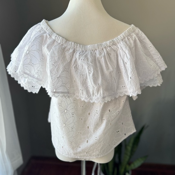 CALYPSO ST. BARTH WHITE OFF-SHOULDER BLOUSE | SIZE M - Picture 6 of 14
